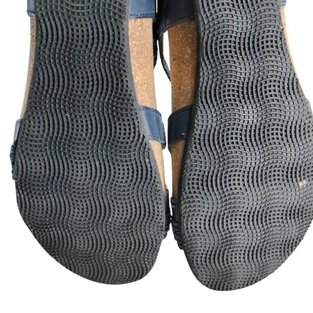 Taos Universal Blue Leather Comfort Wedge Sandals Size 38 US 7-7.5 Adjustable - Picture 8 of 13